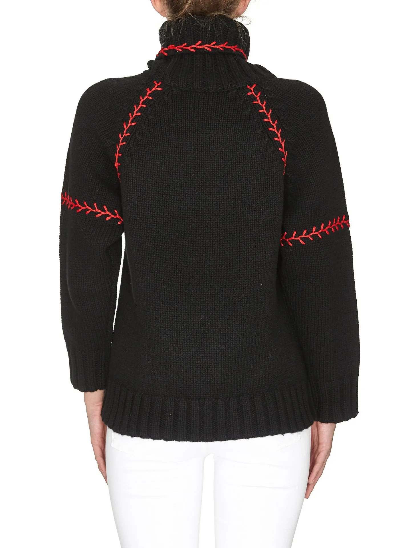 Alexander McQueen Embroidered Chunky Turtle Neck Jumper