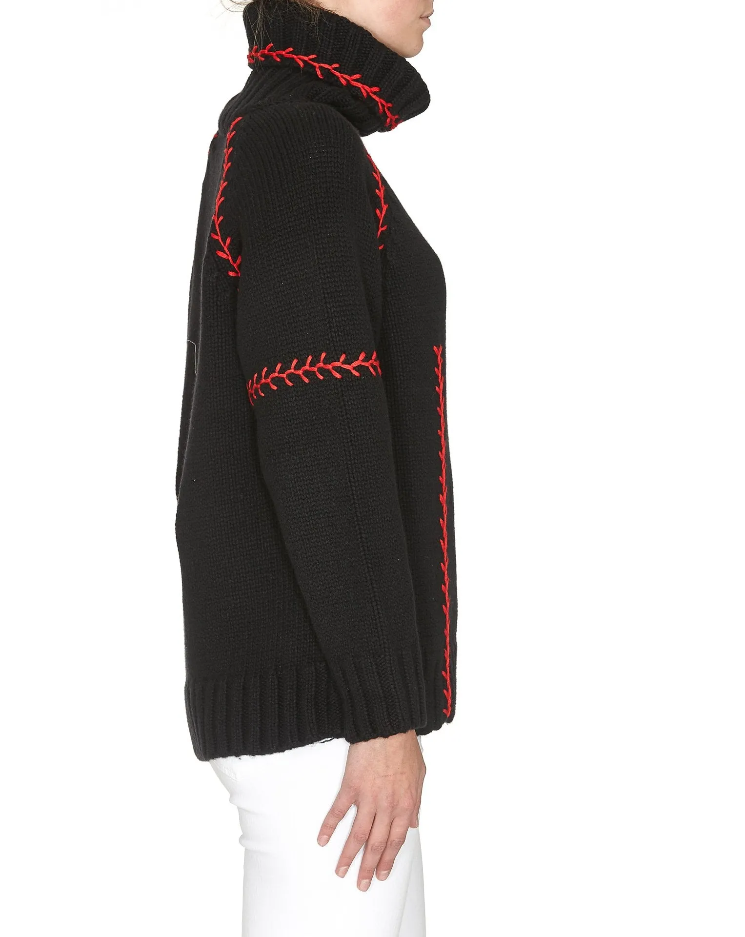 Alexander McQueen Embroidered Chunky Turtle Neck Jumper