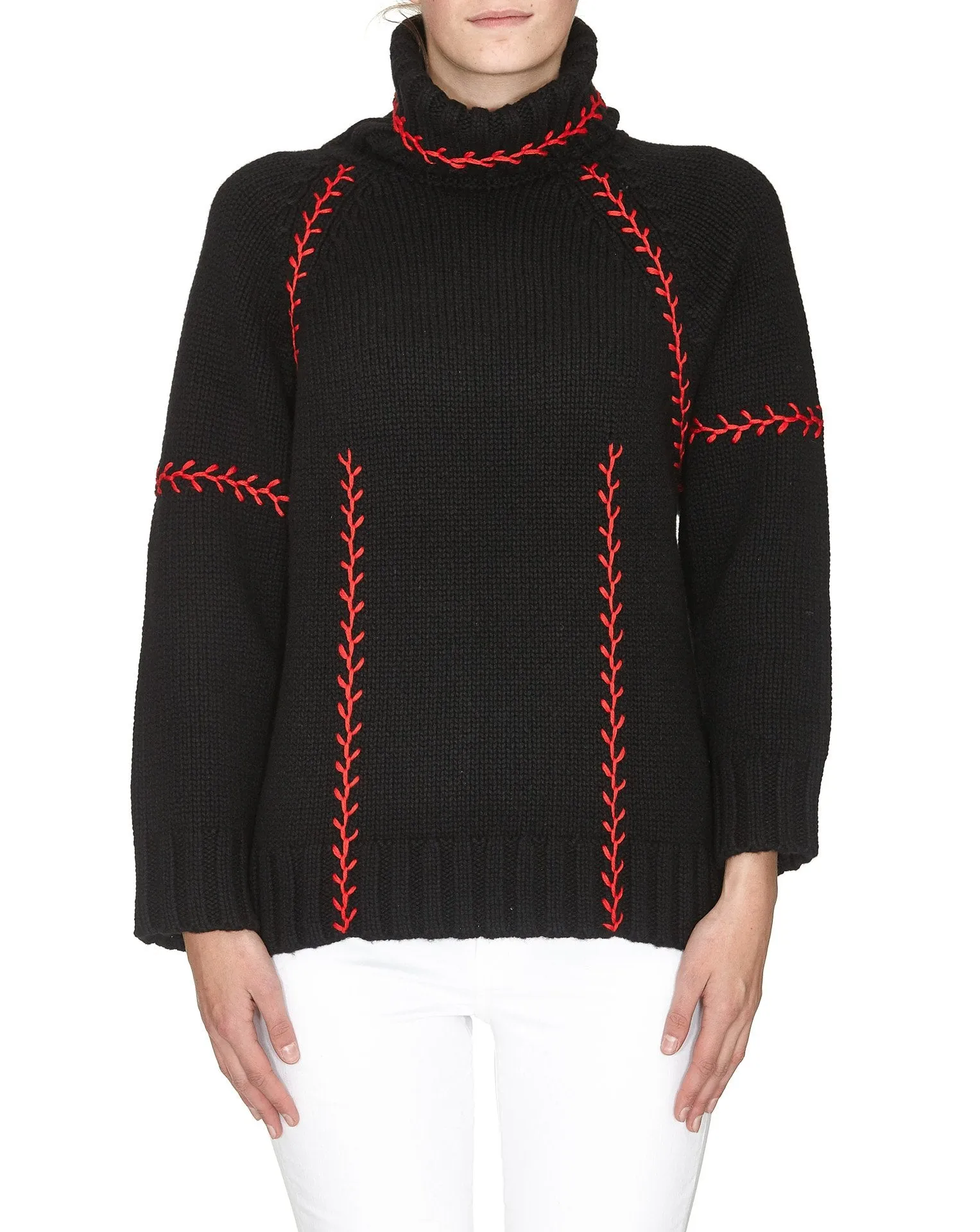 Alexander McQueen Embroidered Chunky Turtle Neck Jumper