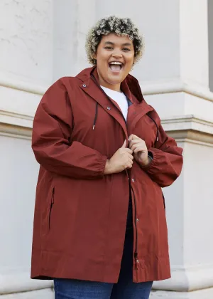 Amble Refuge Womens Plus Size Waterproof Jacket Long Terracotta 2XL-4XL