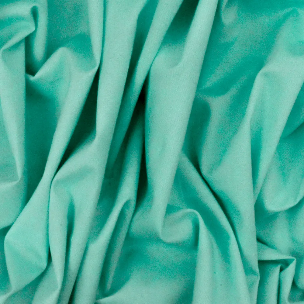 Beach Turquoise Solid Stretch Cotton Poplin Woven Fabric