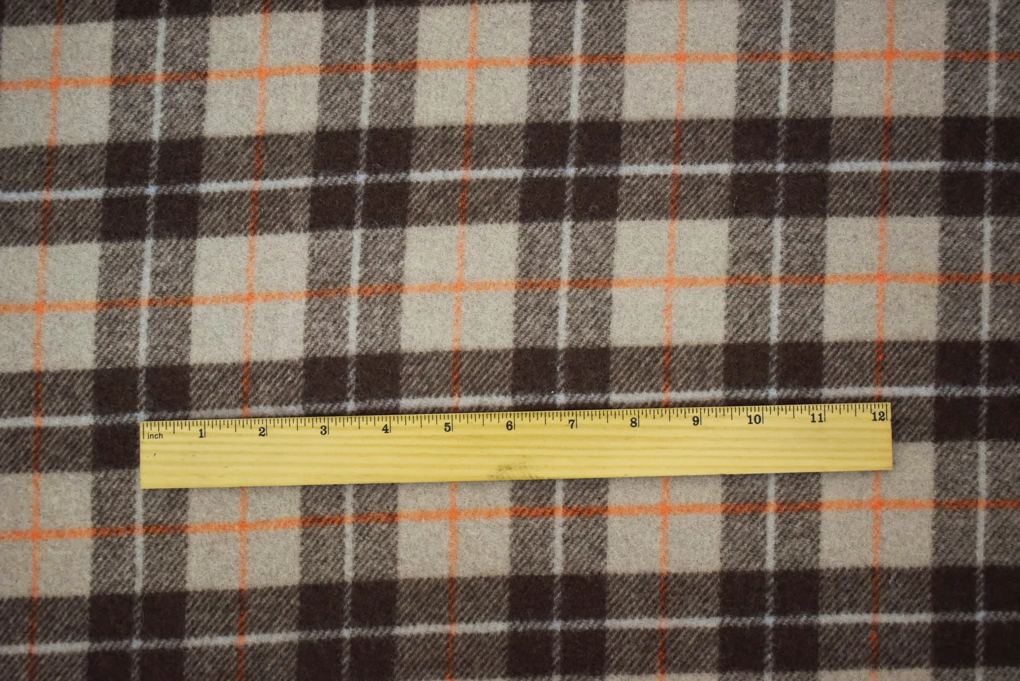 Beige-Brown-Orange Wool Plaid-Solid Double Woven Coating Fabric