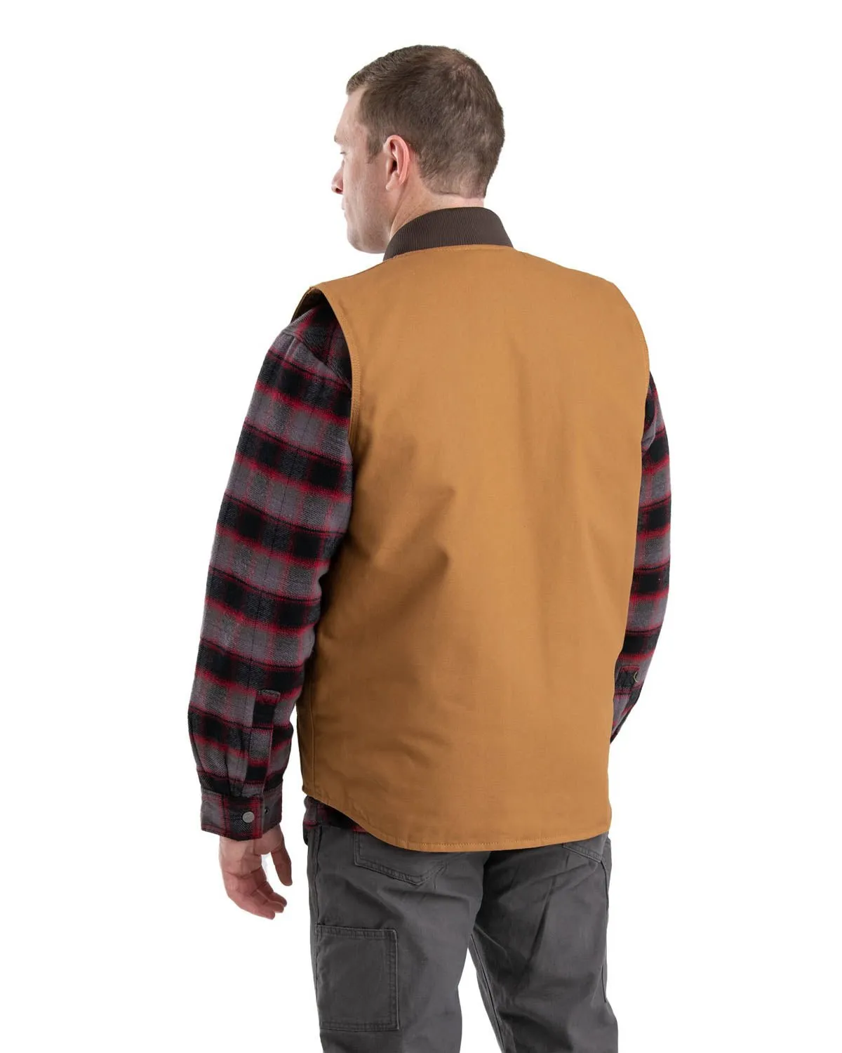 Berne Mens Brown Duck 100% Cotton Duck Workman's Vest Quilt Lined