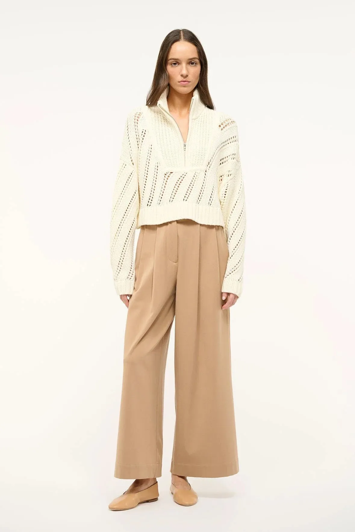 Chunky Knit Cropped Hampton Sweater - Ivory