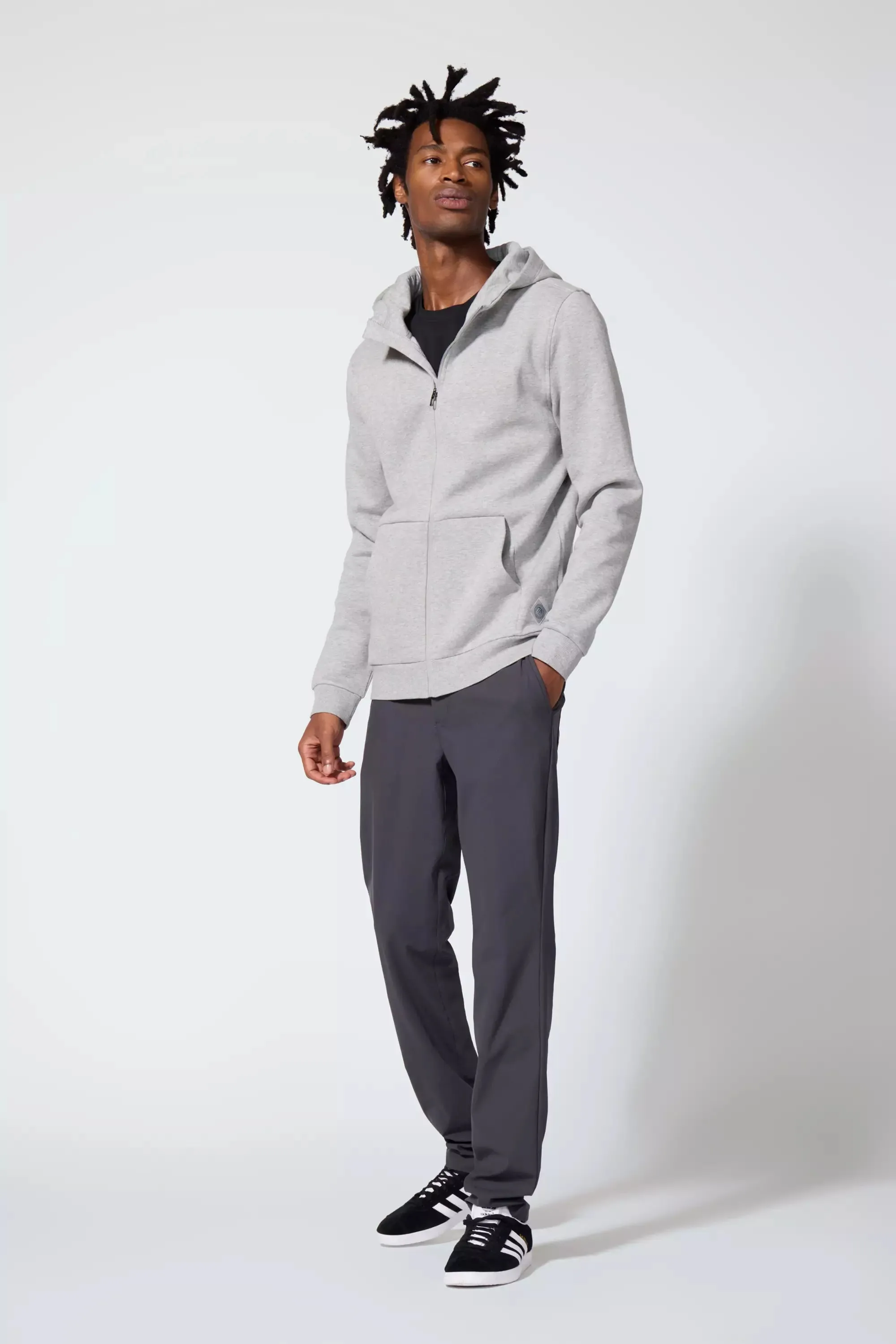 Comfort Men's Fleece Zip-Up Hoodie - Htr Concrete