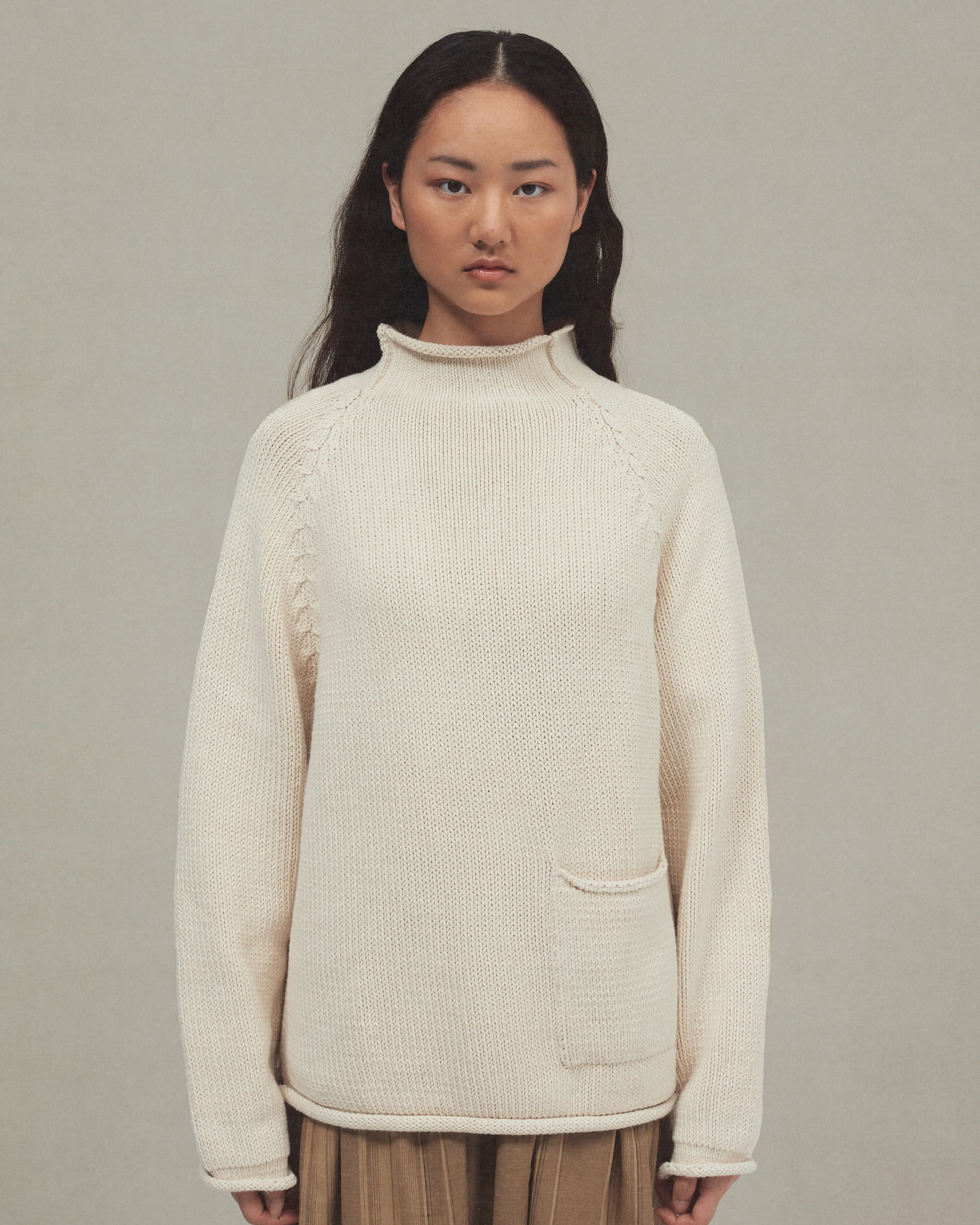 Cotton Fisherman Sweater, Undyed