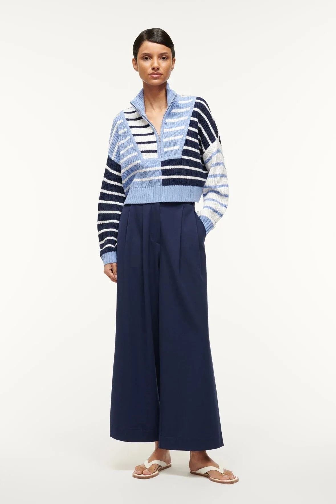 Cropped Hampton Sweater - Adriatic Stripe