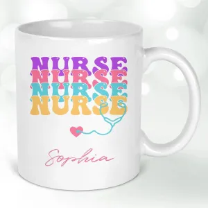 Custom Nurse Appreciation Mug - Groovy Design - Thank You NHS Gift