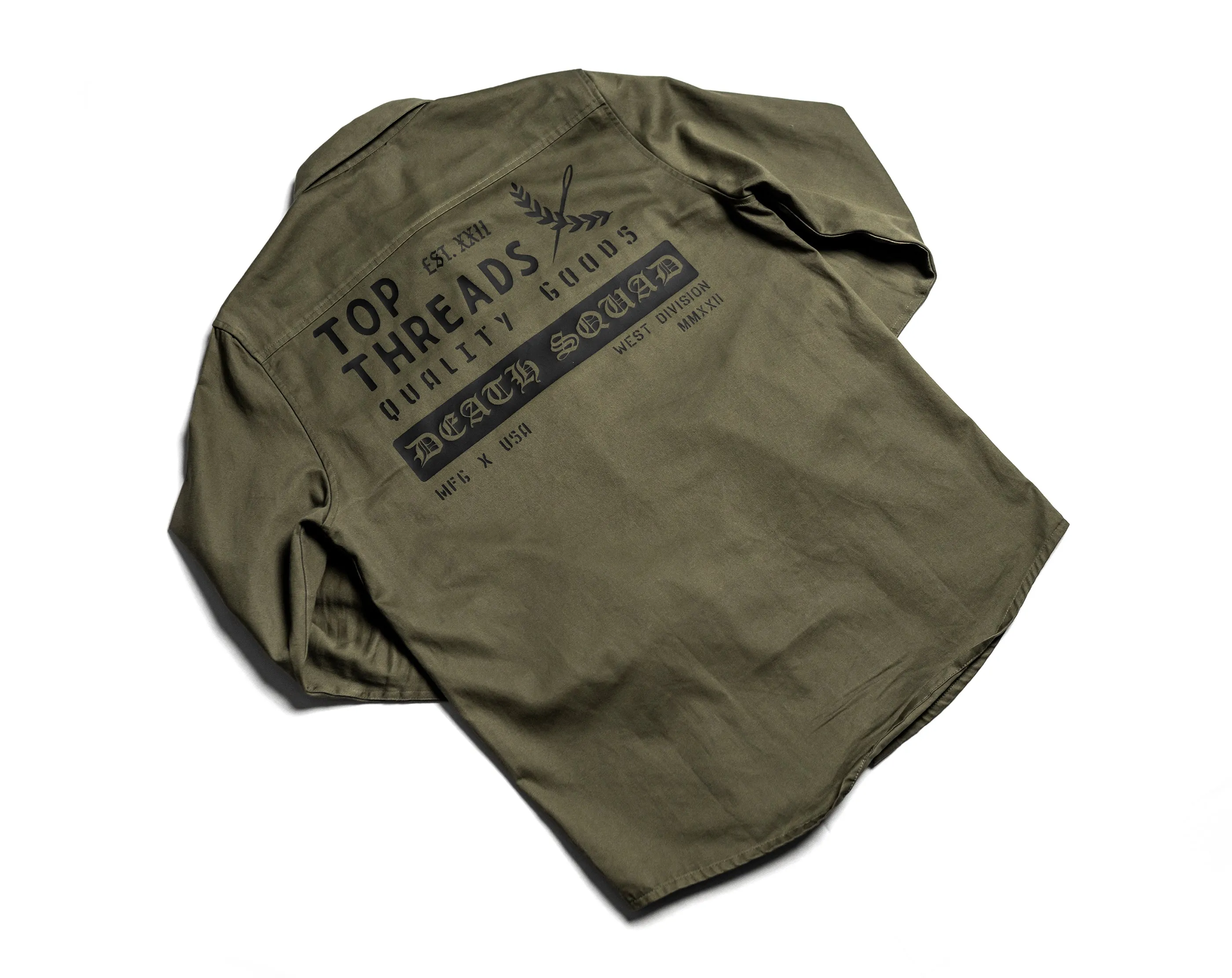 Death Squad 2 Military Button Up - Olive