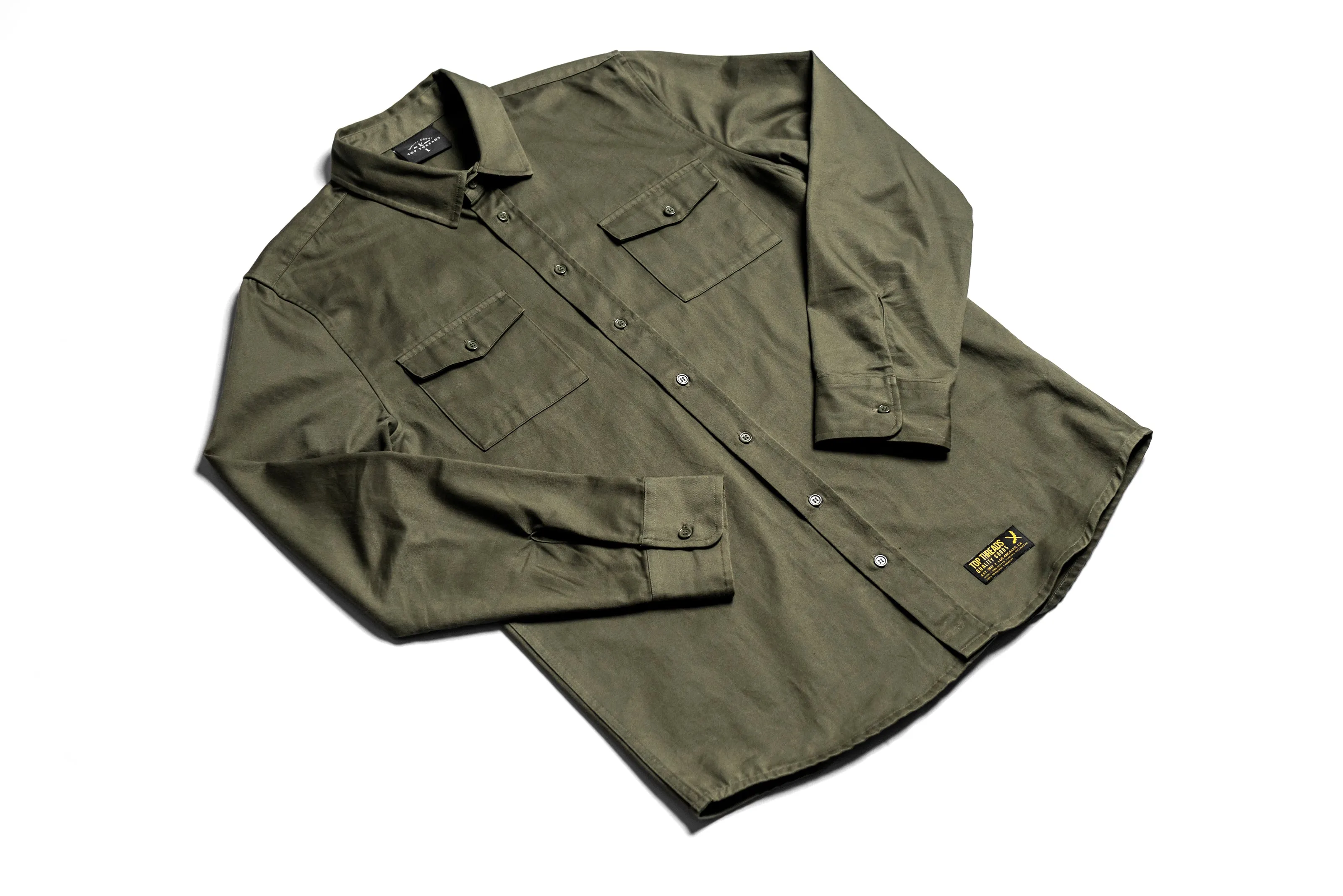 Death Squad 2 Military Button Up - Olive