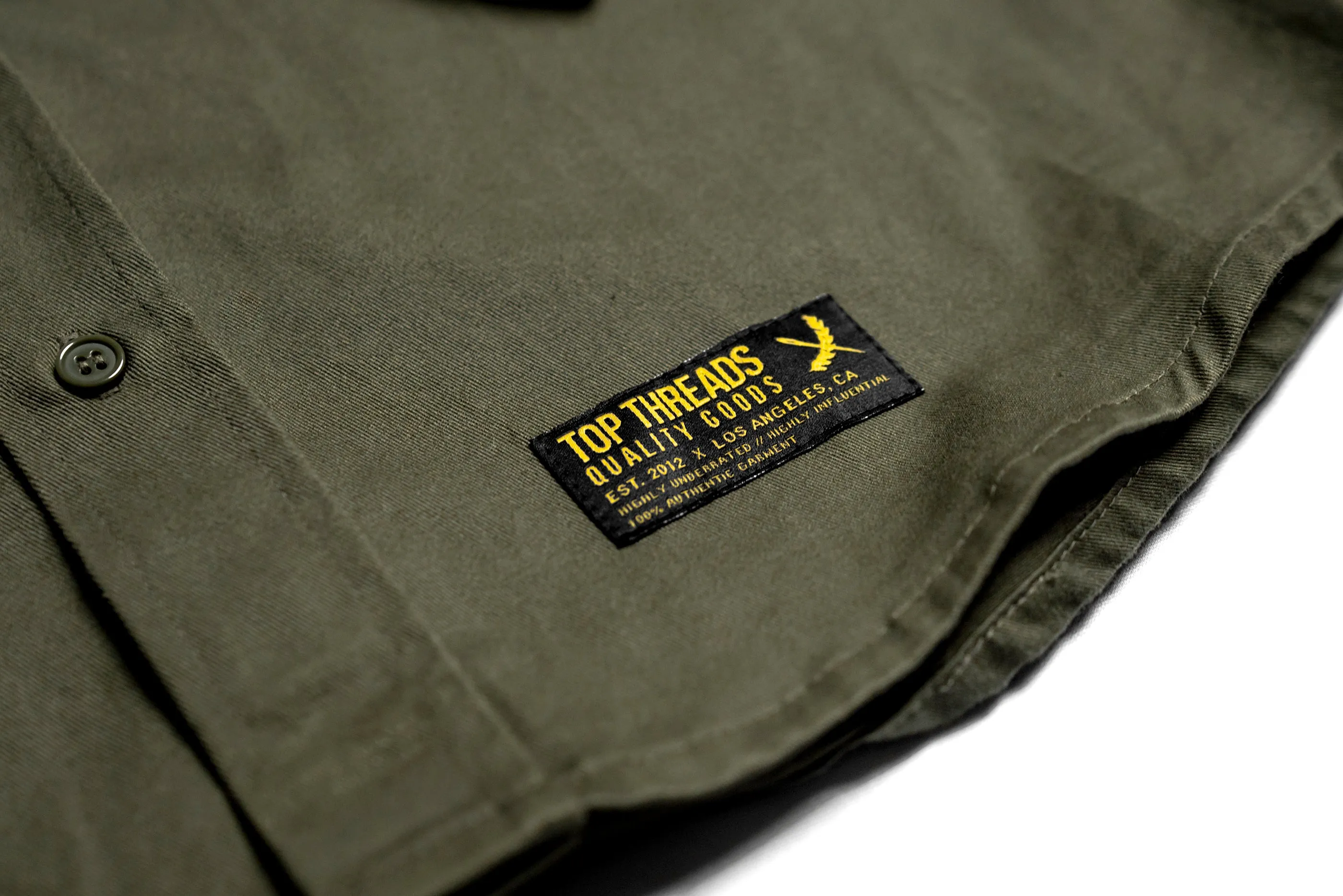 Death Squad 2 Military Button Up - Olive