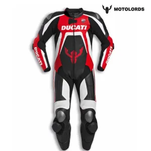 Ducati Moto Lords Motorcycle Leather Racing Suit - Premium Cowhide/Alpinestars Inspired Design