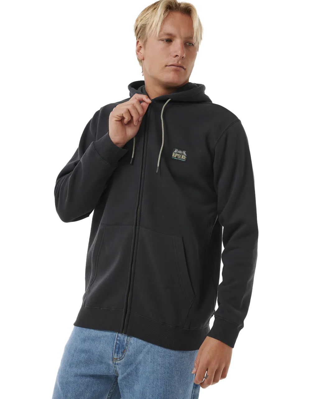 Horizon Zip Thru Hoodie in Washed Black