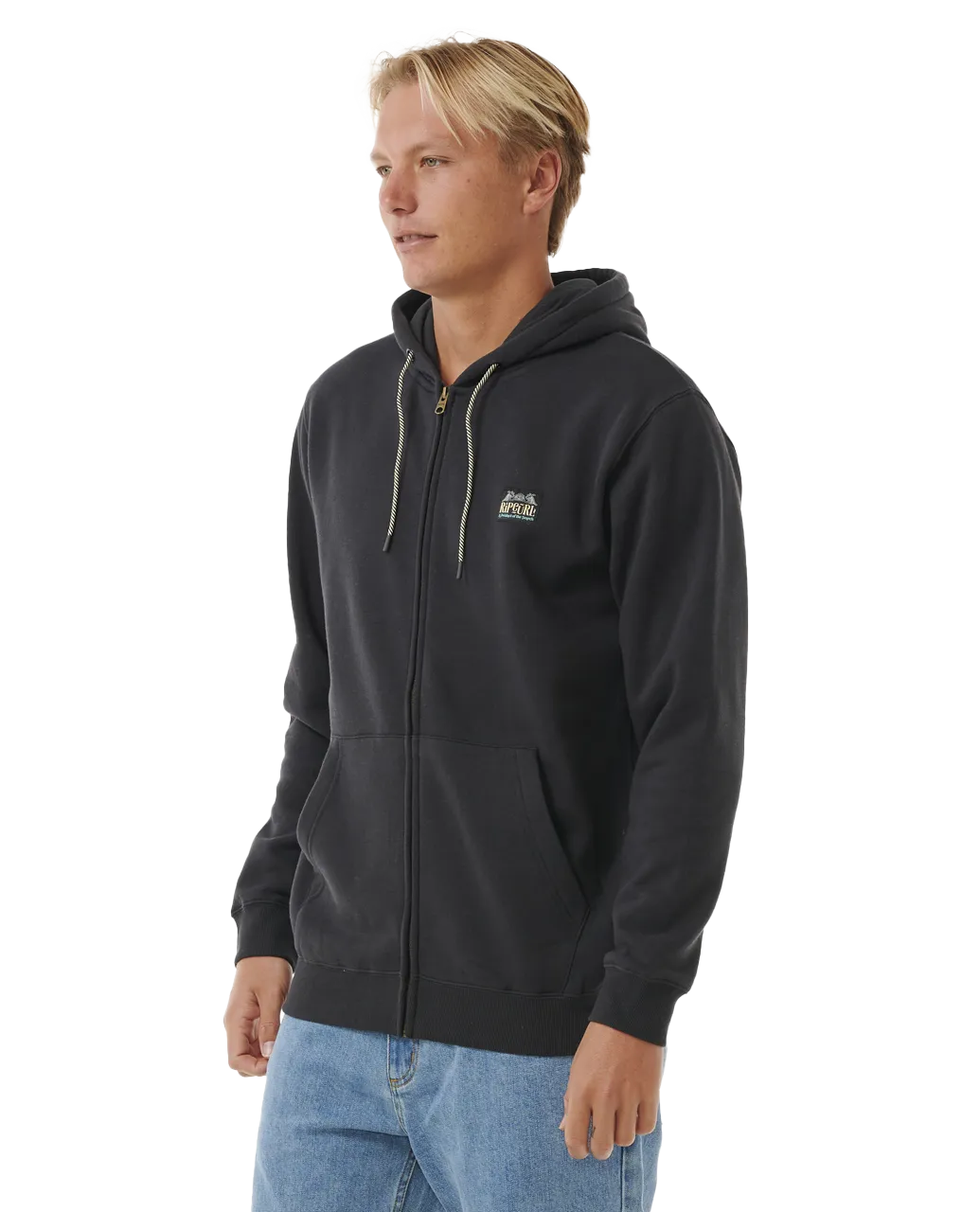 Horizon Zip Thru Hoodie in Washed Black