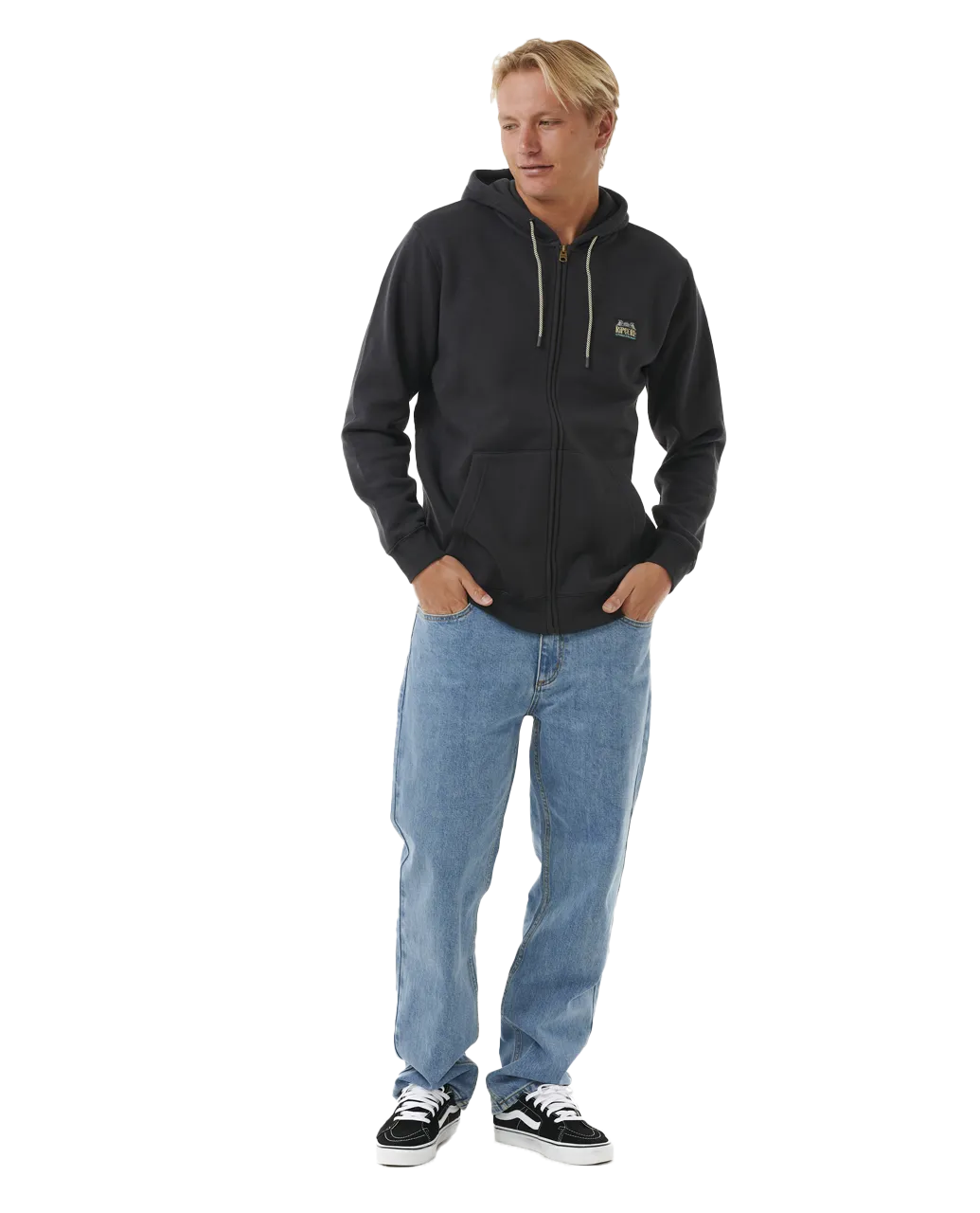 Horizon Zip Thru Hoodie in Washed Black