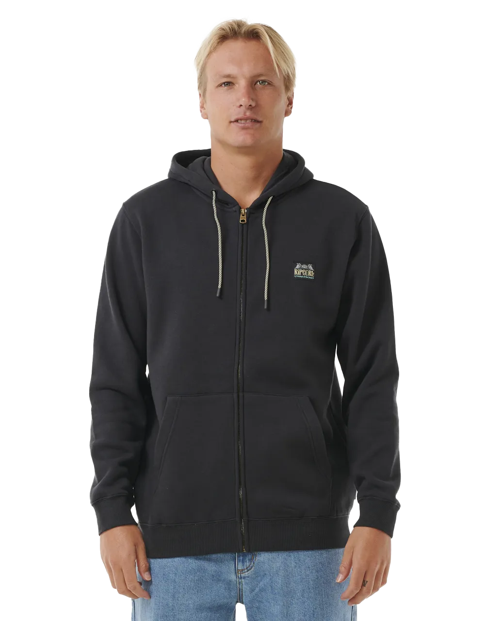 Horizon Zip Thru Hoodie in Washed Black