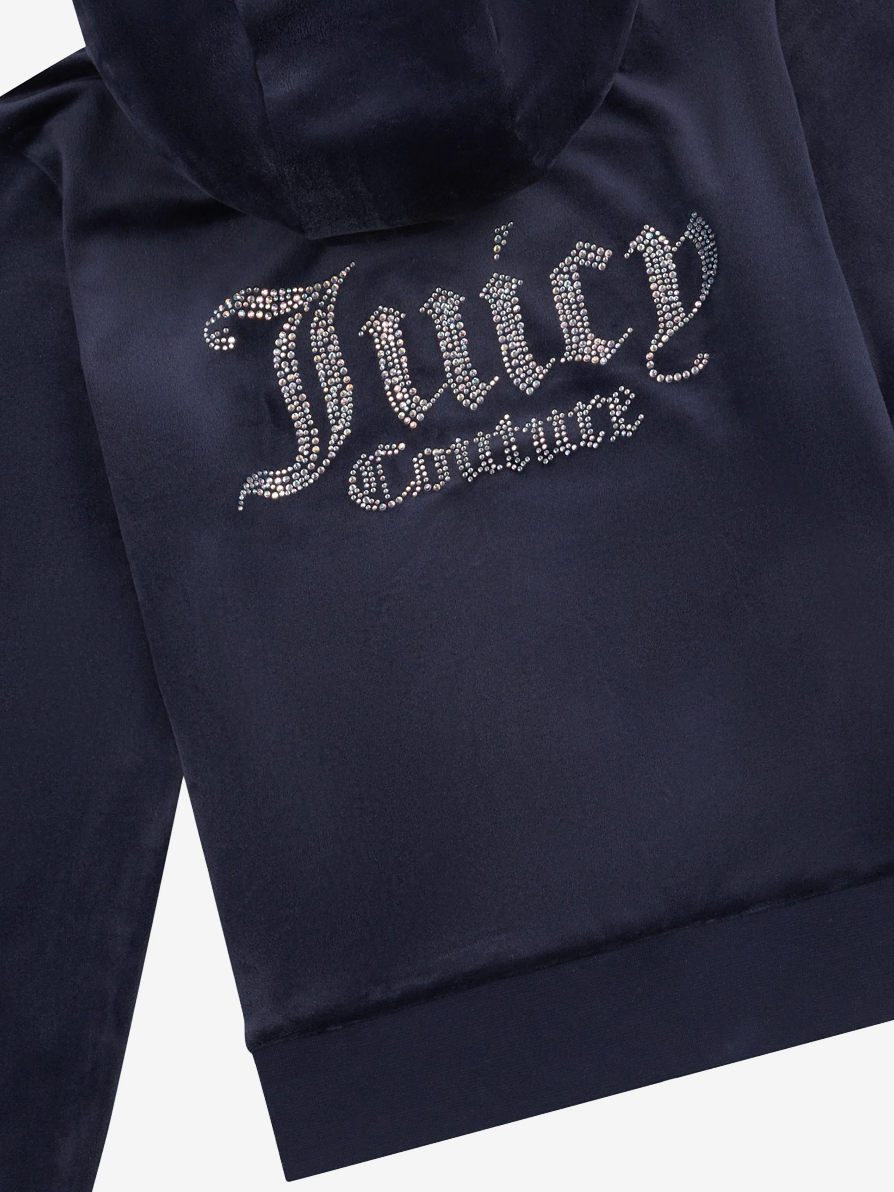 Juicy Couture Girls Diamante Logo Zip Up Top in Navy