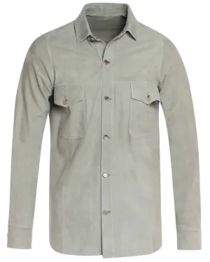 Light Sage Green Soft Suede Overshirt