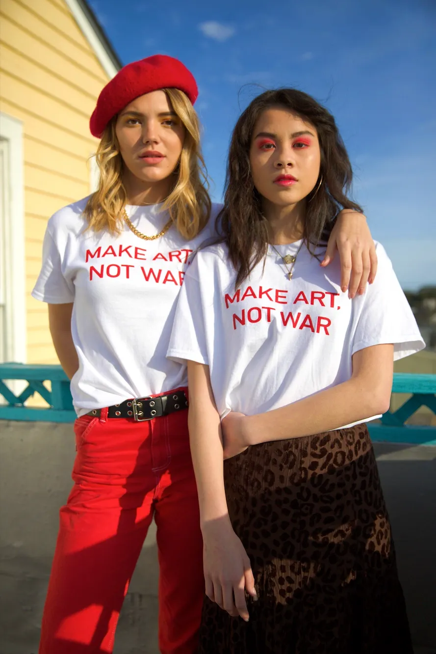 Make Art, Not War White Graphic Unisex Tee