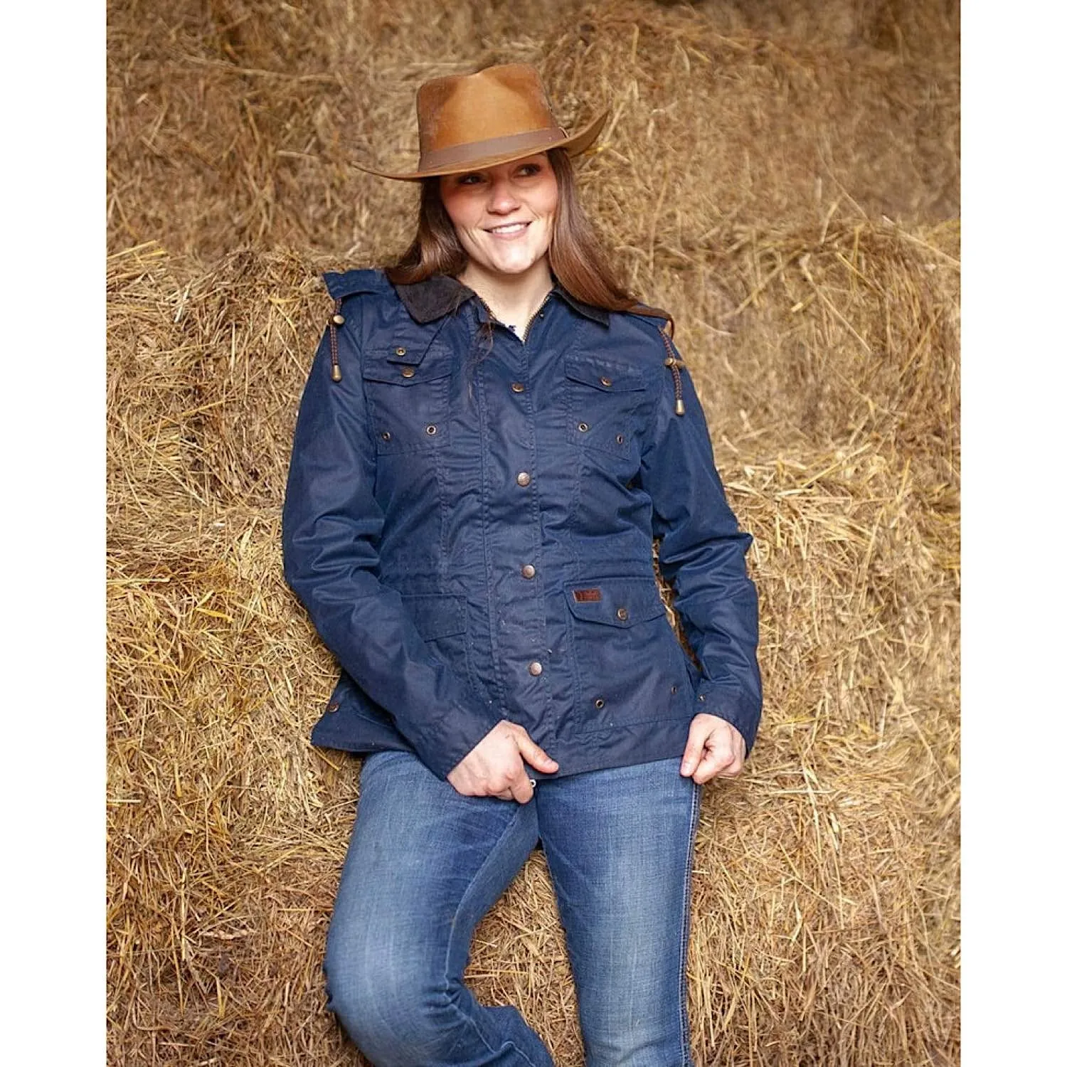 Outback Trading Womens Jill-A-Roo Oilskin Jacket Navy