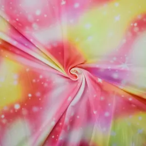 Pink/Yellow/Orange Galaxy Digital Printed DTY Brushed Knit Fabric