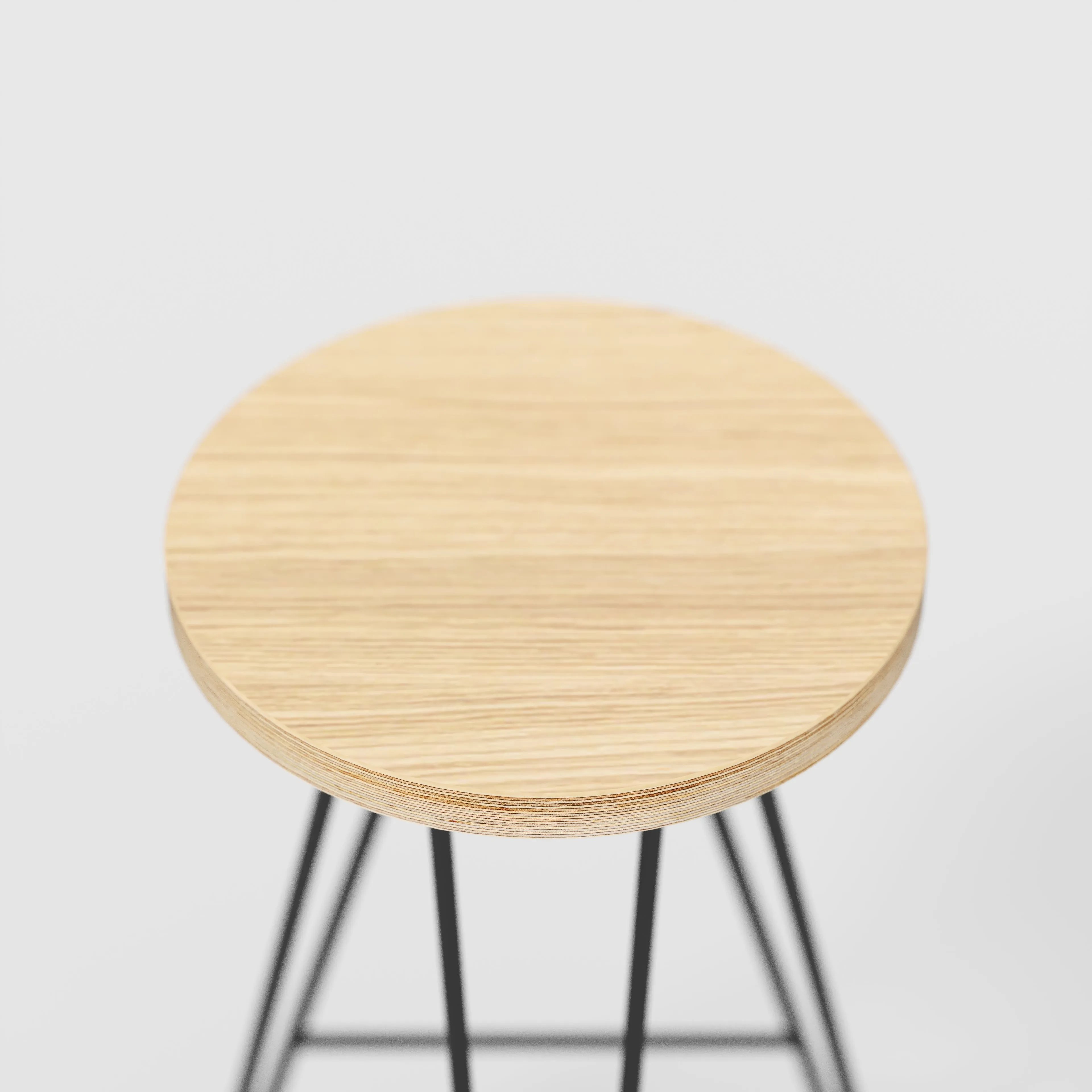 Plywood Bar Stool with Black Hairpin Base - Plywood Oak