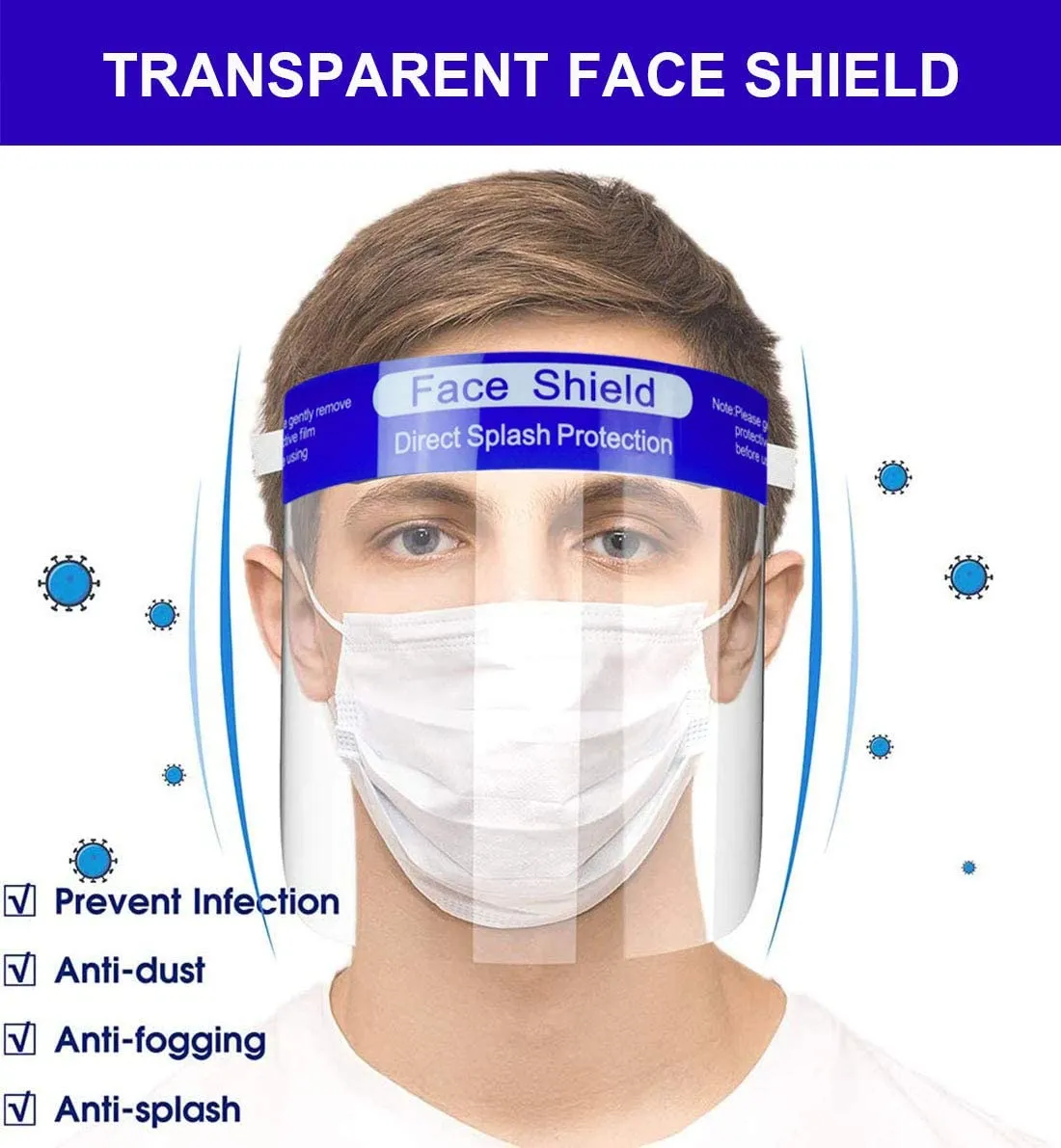 Safety Face Shield Full Protection Spitting Anti-Fog Lens