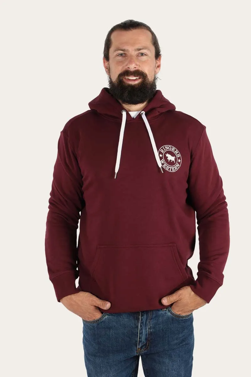 Signature Bull Mens Pullover Hoodie - Cabernet/White