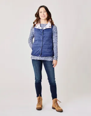 Silverton Reversible Down Vest: Navy/Lavender - FINAL SALE