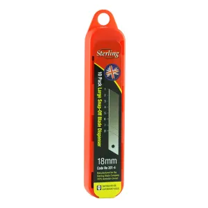 Stirling 18mm Heavy Duty Use Snap Off Blades - Made In Sheffield, England