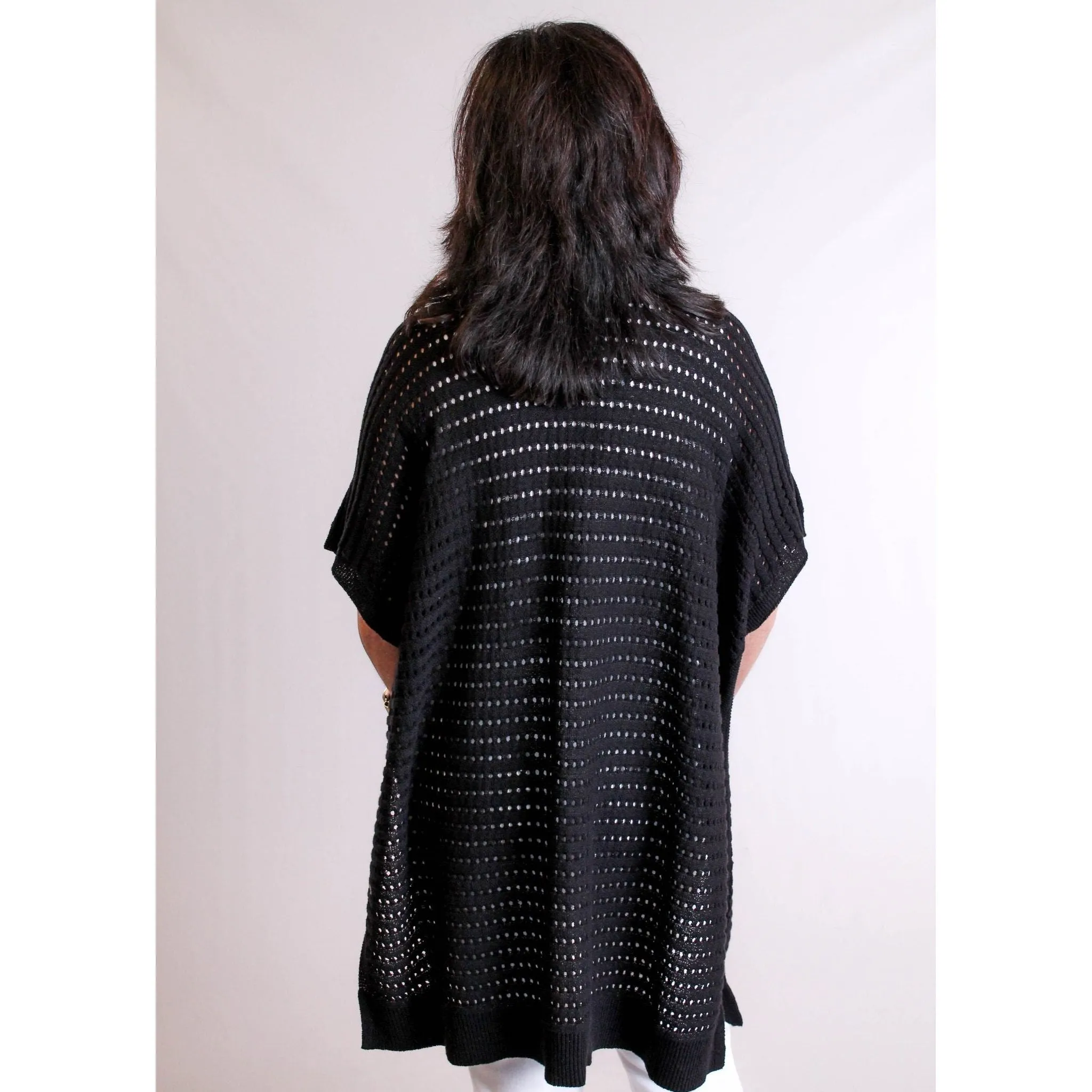 Tribal Sleeveless Sweater Cardigan with Side Slits