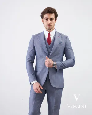 Vercini Azure Elegance Three-Piece Men's Suit