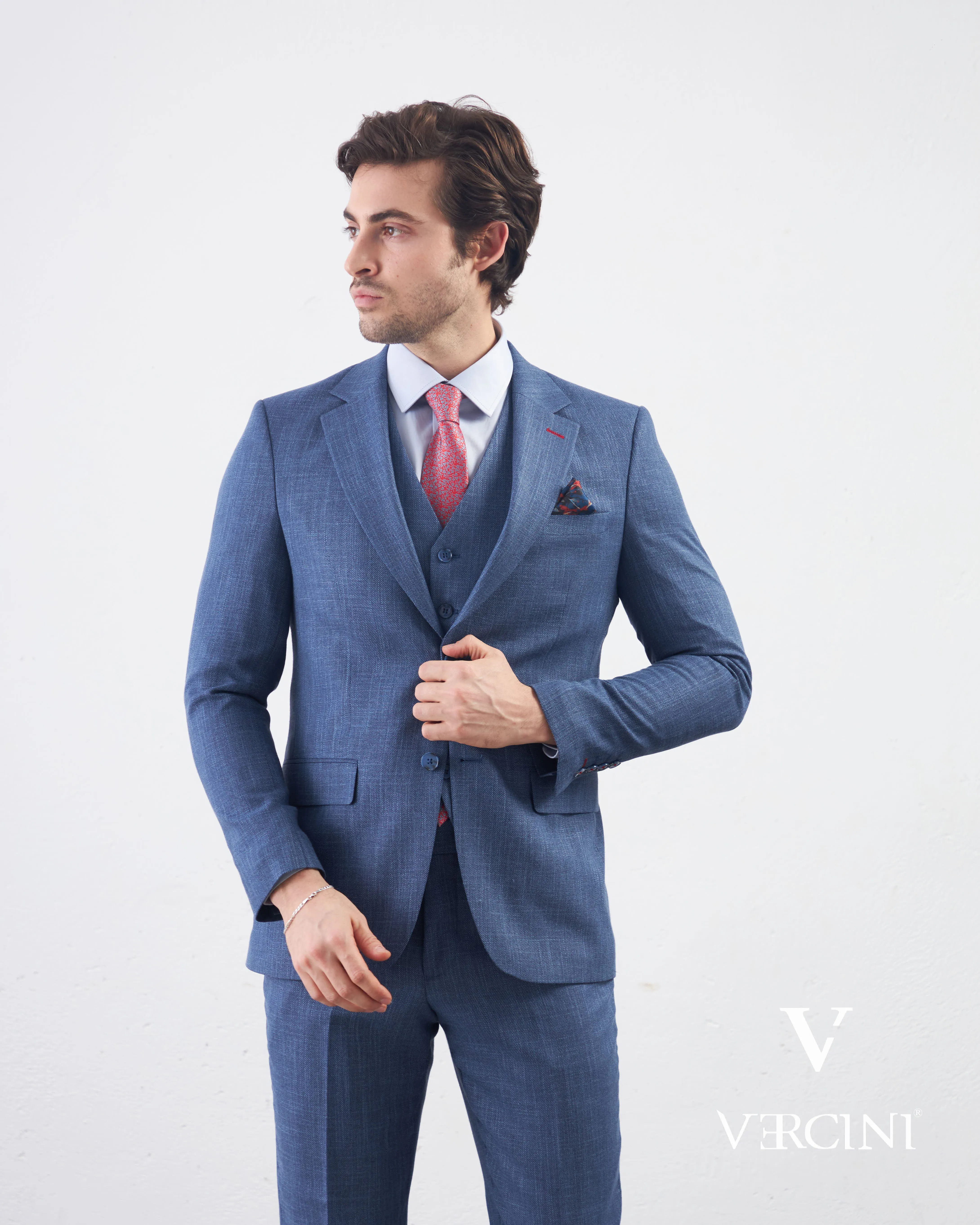 Vercini Azure Serenity Deluxe Three-Piece Men's Suit