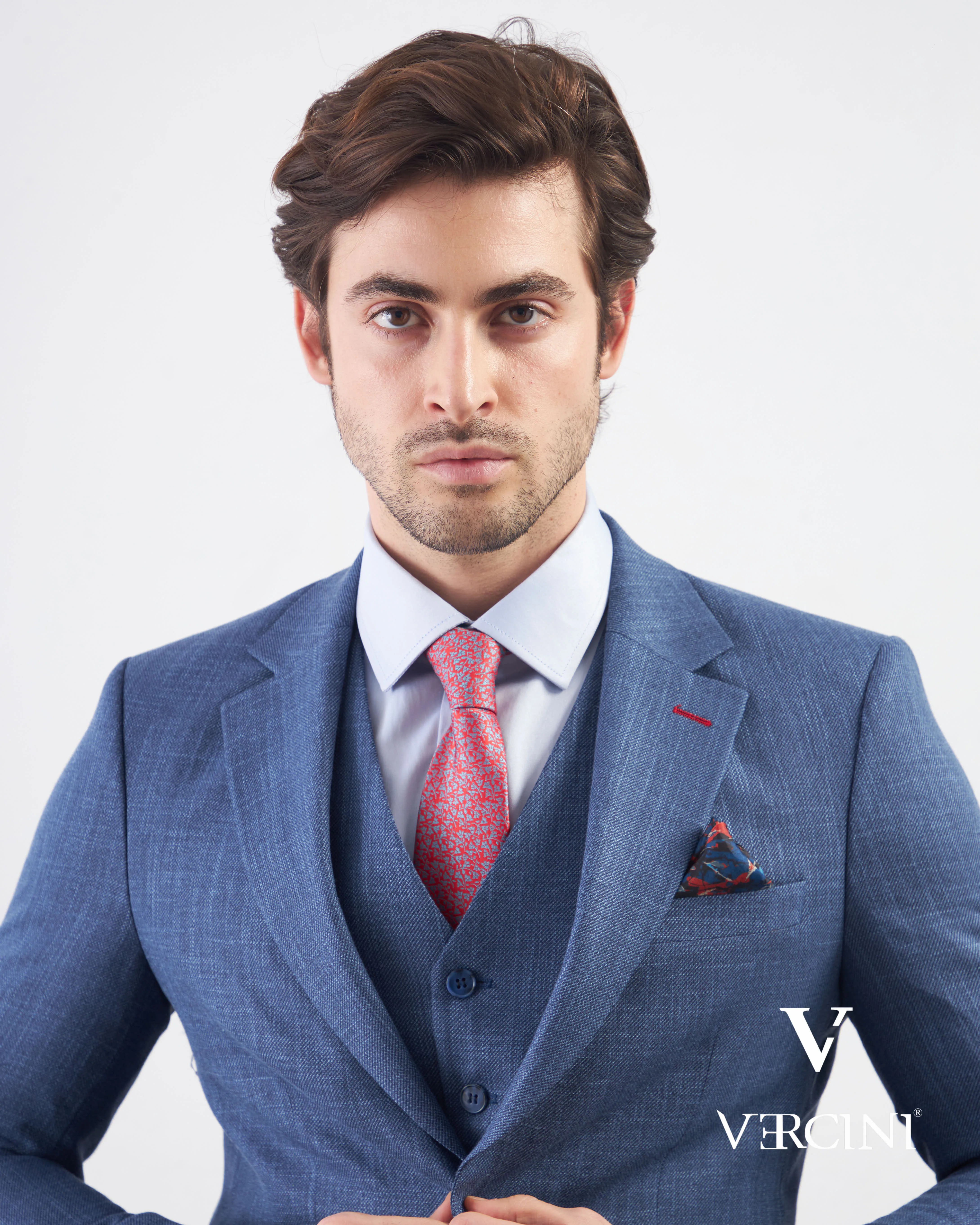 Vercini Azure Serenity Deluxe Three-Piece Men's Suit