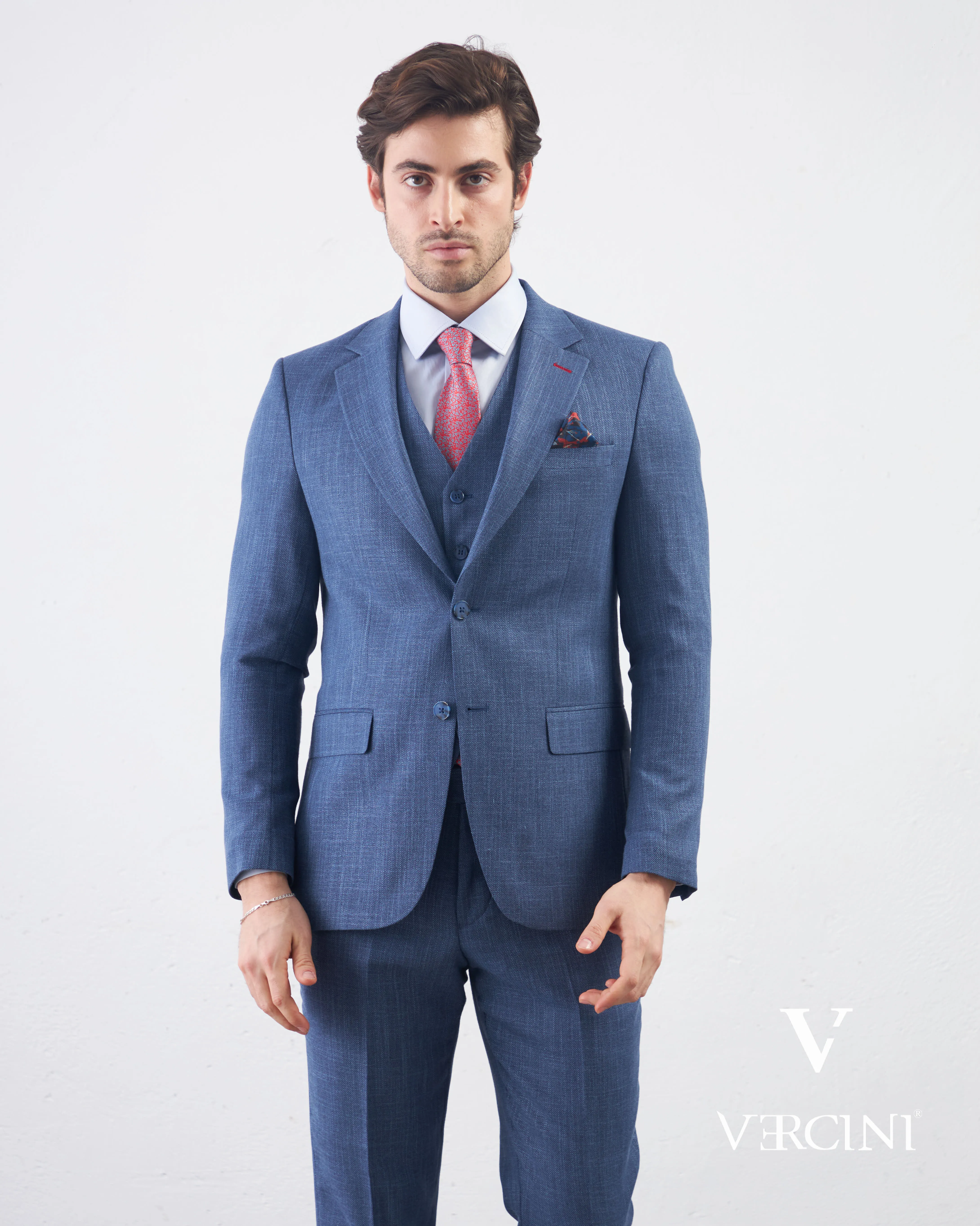 Vercini Azure Serenity Deluxe Three-Piece Men's Suit