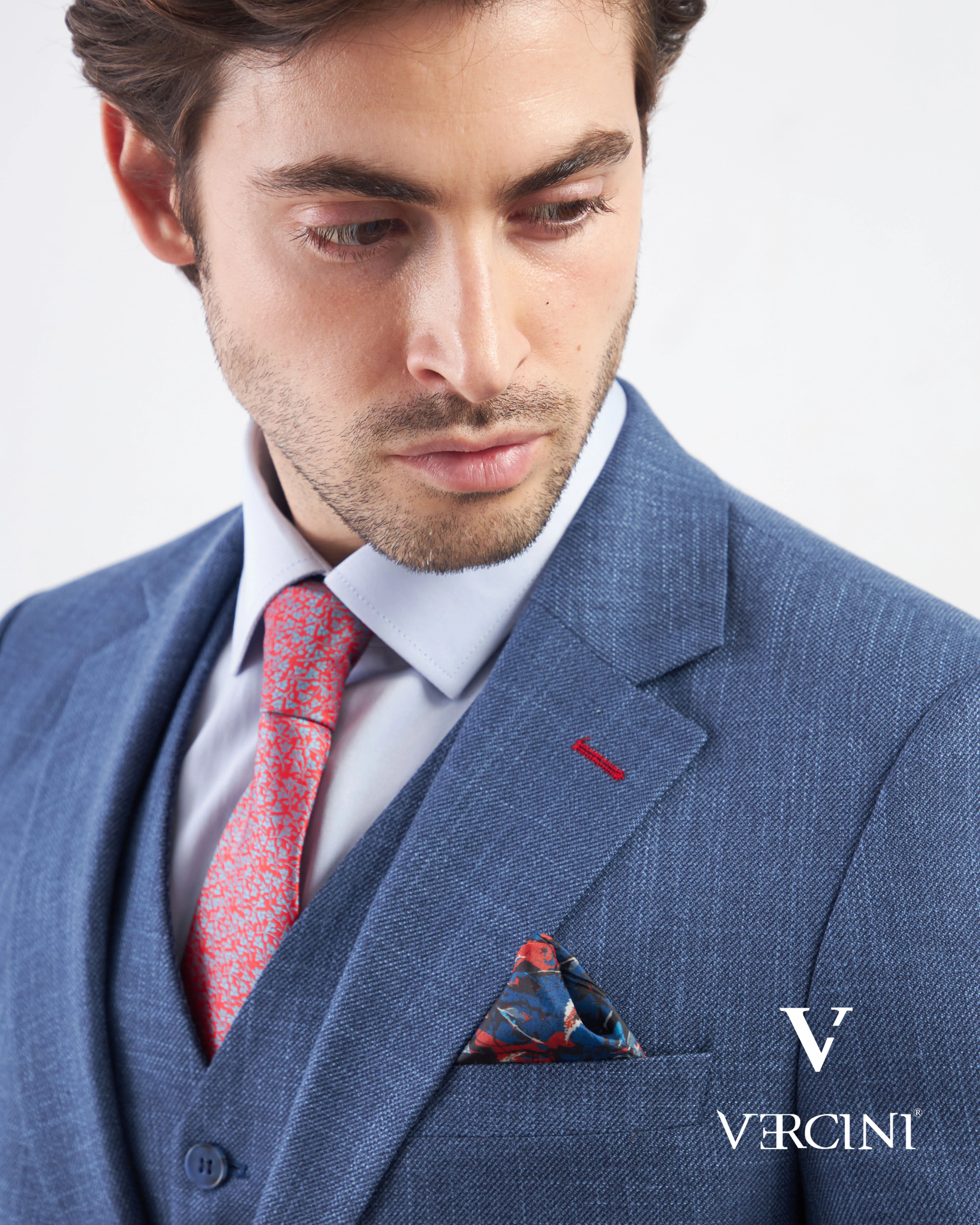 Vercini Azure Serenity Deluxe Three-Piece Men's Suit