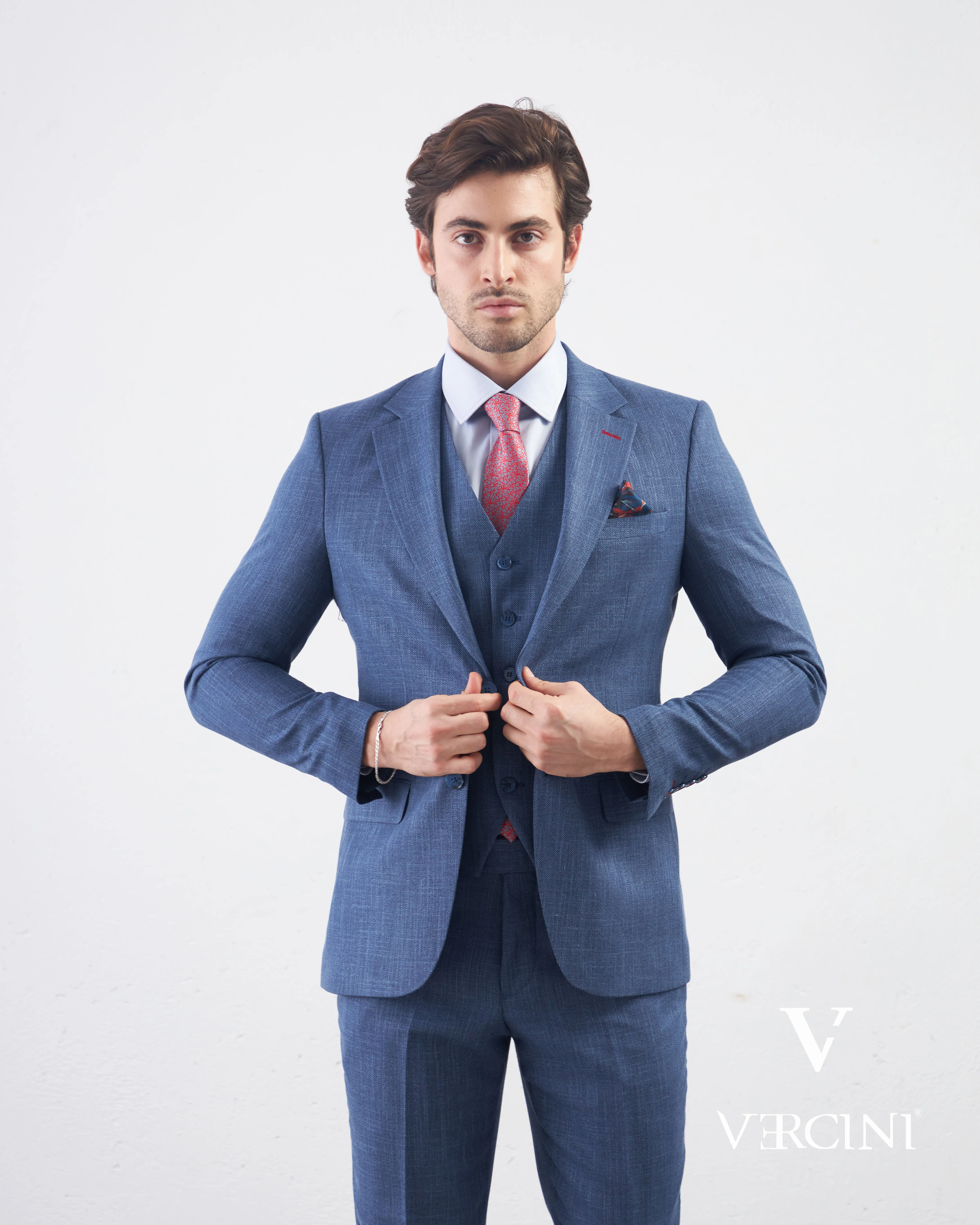 Vercini Azure Serenity Deluxe Three-Piece Men's Suit