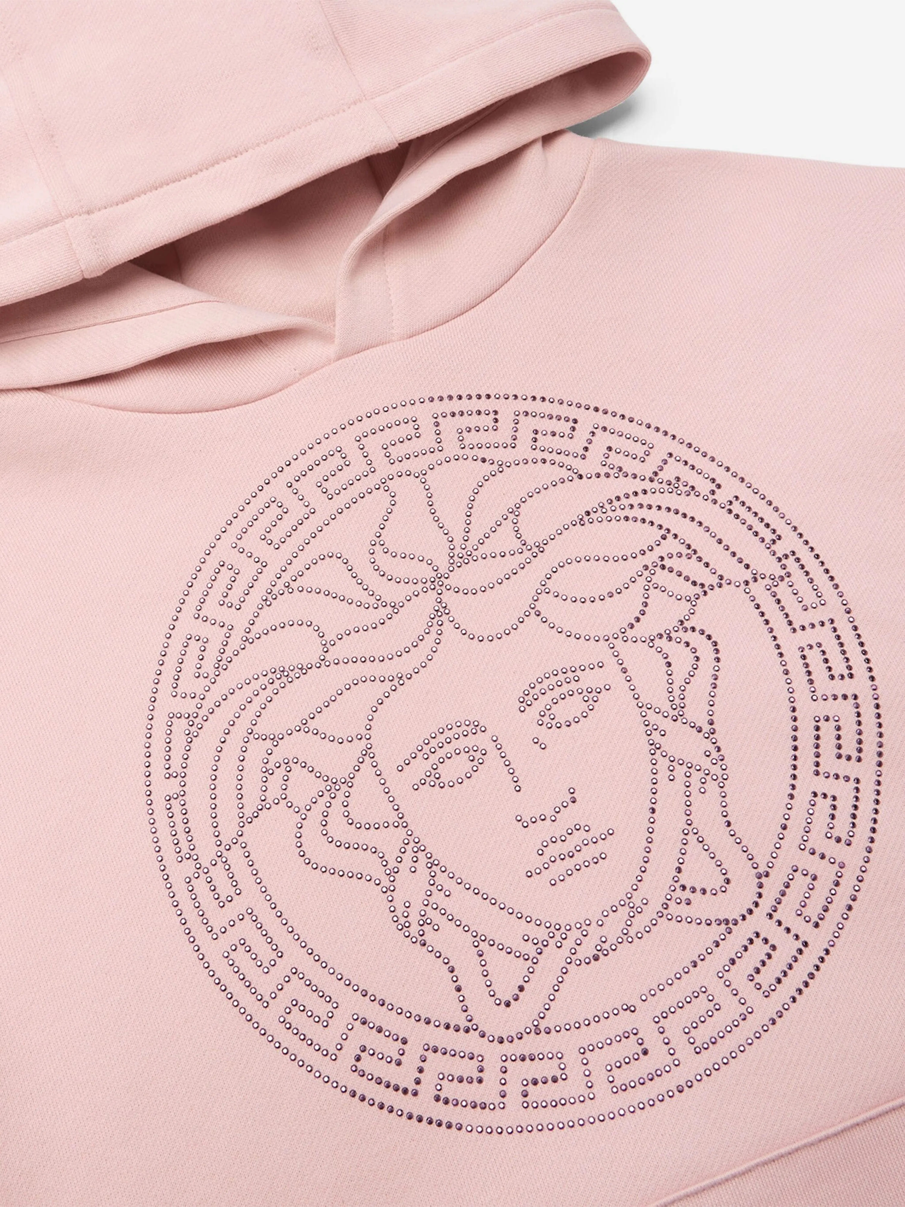 Versace Girls Diamante Medusa Logo Hoodie in Pink