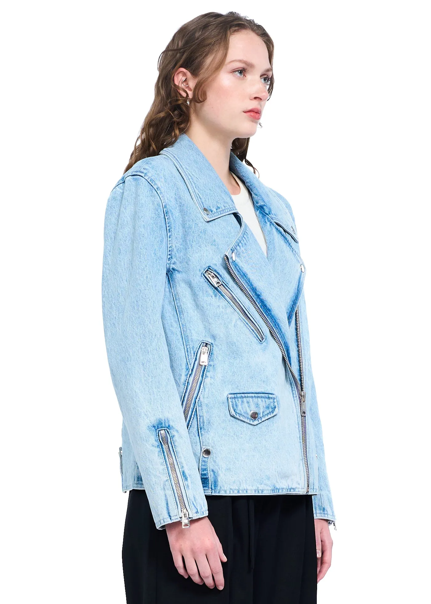 VIAVIA Oversized Denim Moto Jacket