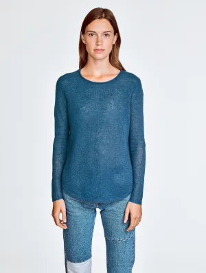 White   Warren - Featherweight Shirttail Crewneck in Dark Sapphire Heather