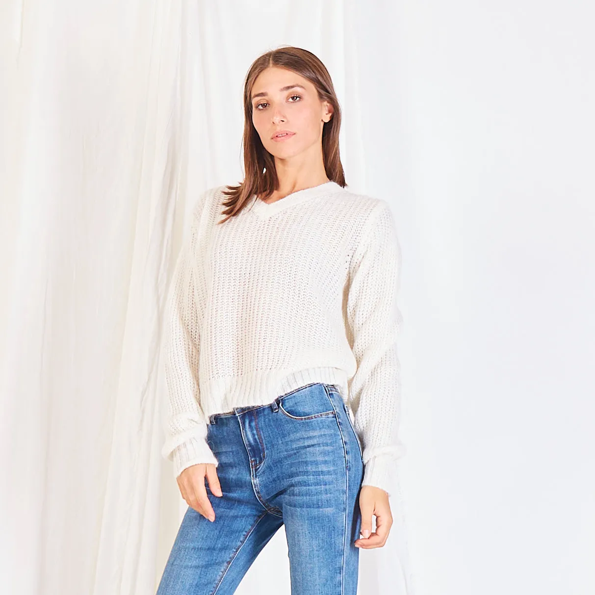 Wholesale chunky mohair-knit sweater