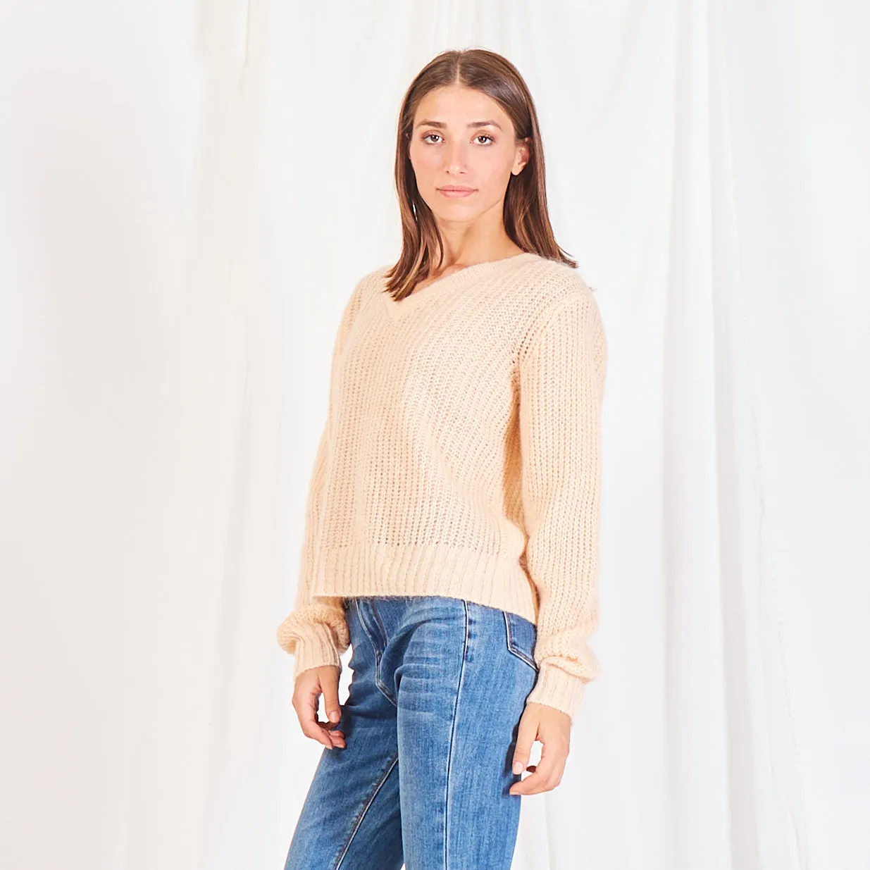 Wholesale chunky mohair-knit sweater