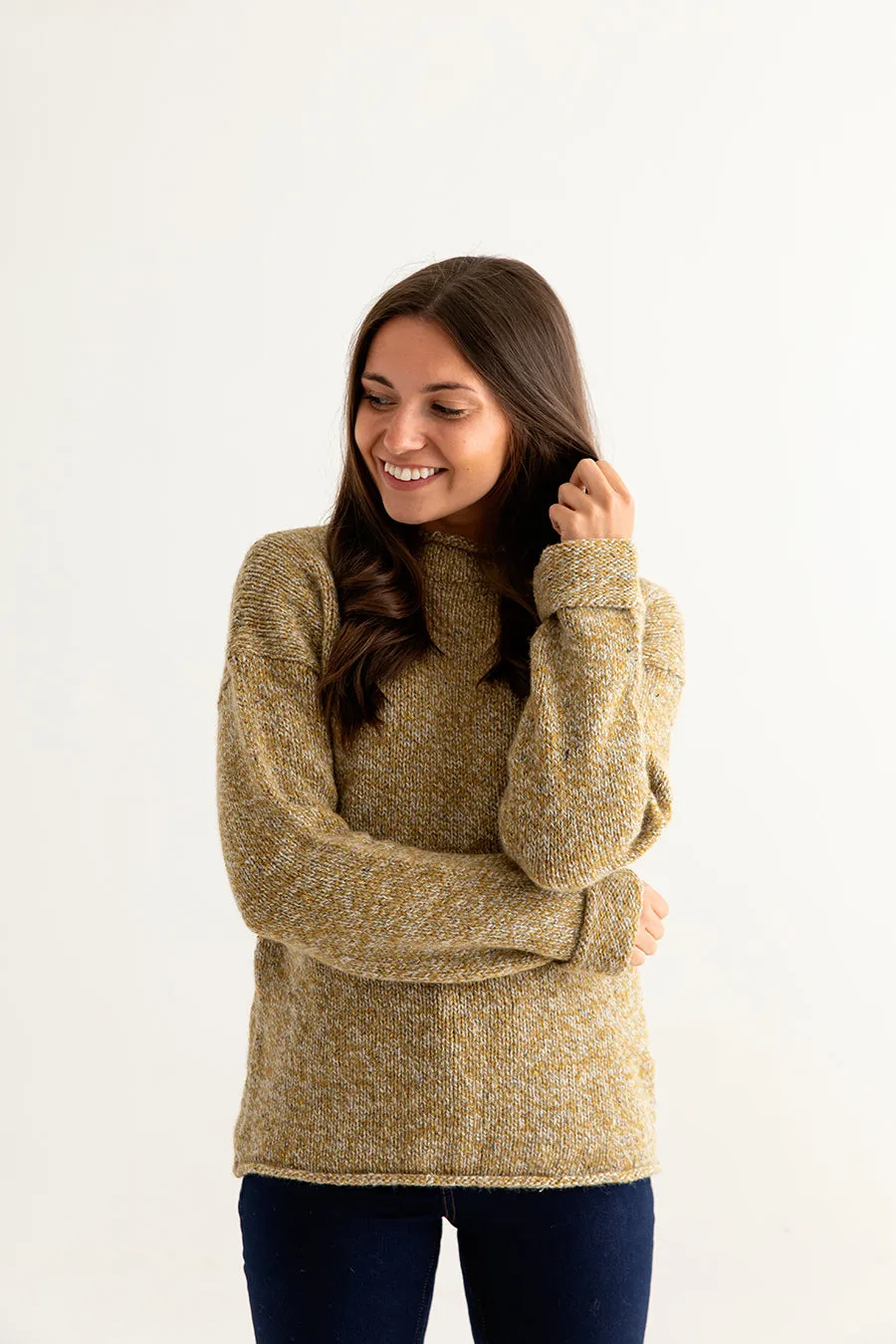 Womens Chunky cuffed jumper - ochre