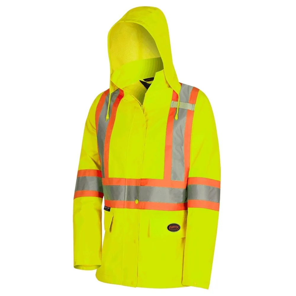 Women's Pioneer High-Visibility Waterproof Rain Work Jacket 5628W - Yellow